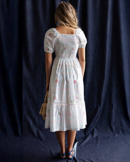 Downeast cross stitch crochet dress, stylish women’s dress with intricate embroidery, casual summer fashion, final sale.
