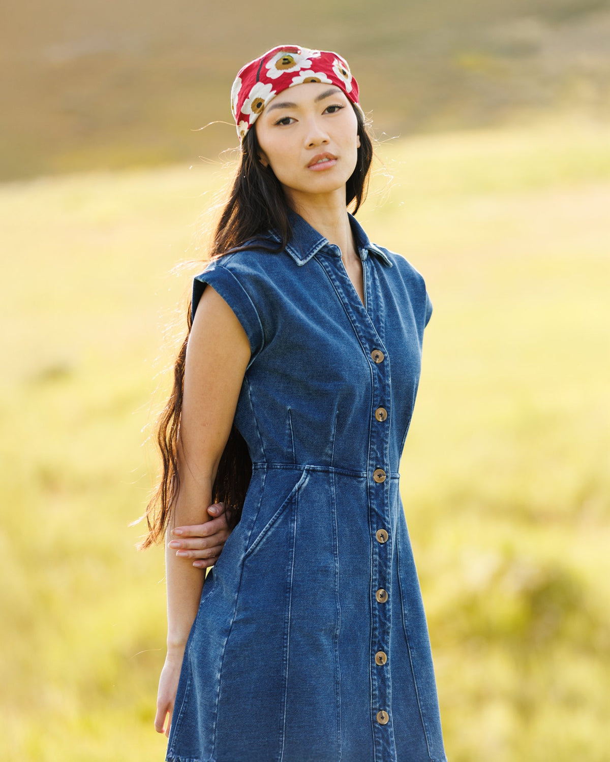Downeast Brocante Dress featuring a vintage-inspired design with floral patterns and a flowing silhouette.