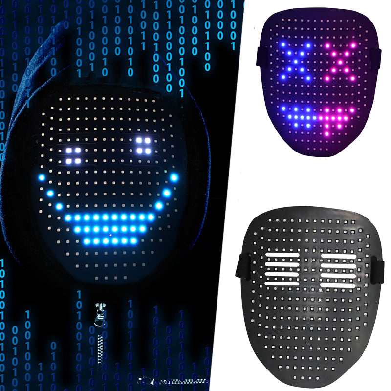 LED mask with gesture sensing and 50 Halloween cosplay patterns