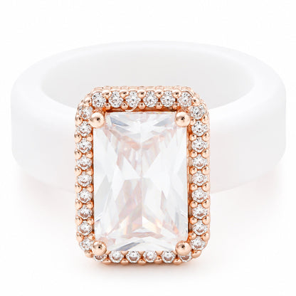 Silicone inlaid square zircon ring with a sleek, durable band
