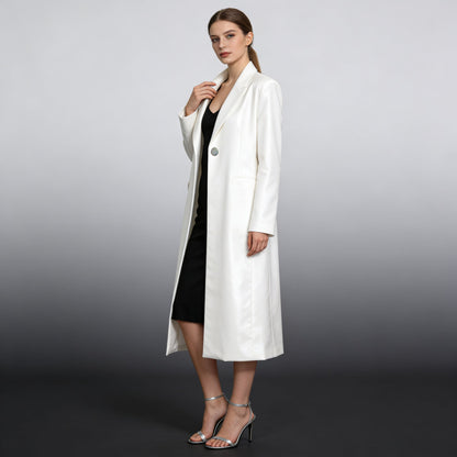 Women's commuter-style blazer-style trench coat in a designer-inspired tailored design