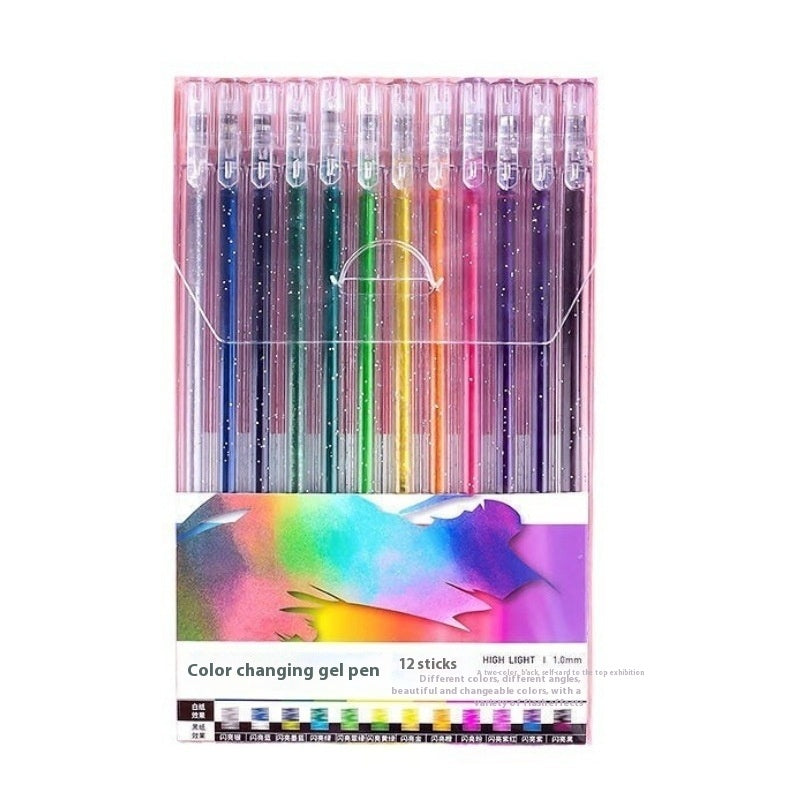 Shiny crystal gel pen fluorescent pen set with colorful translucent barrels and decorative crystal accents