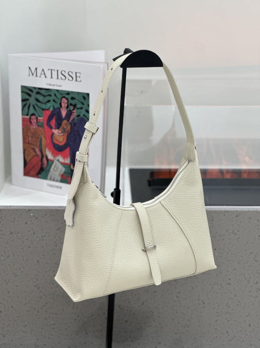 Baidie leather women's crescent dumpling shoulder bag in first-layer cowhide with a French-style pillow shape