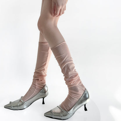 Lightweight slimming mesh socks for women, sheer black design by My Store