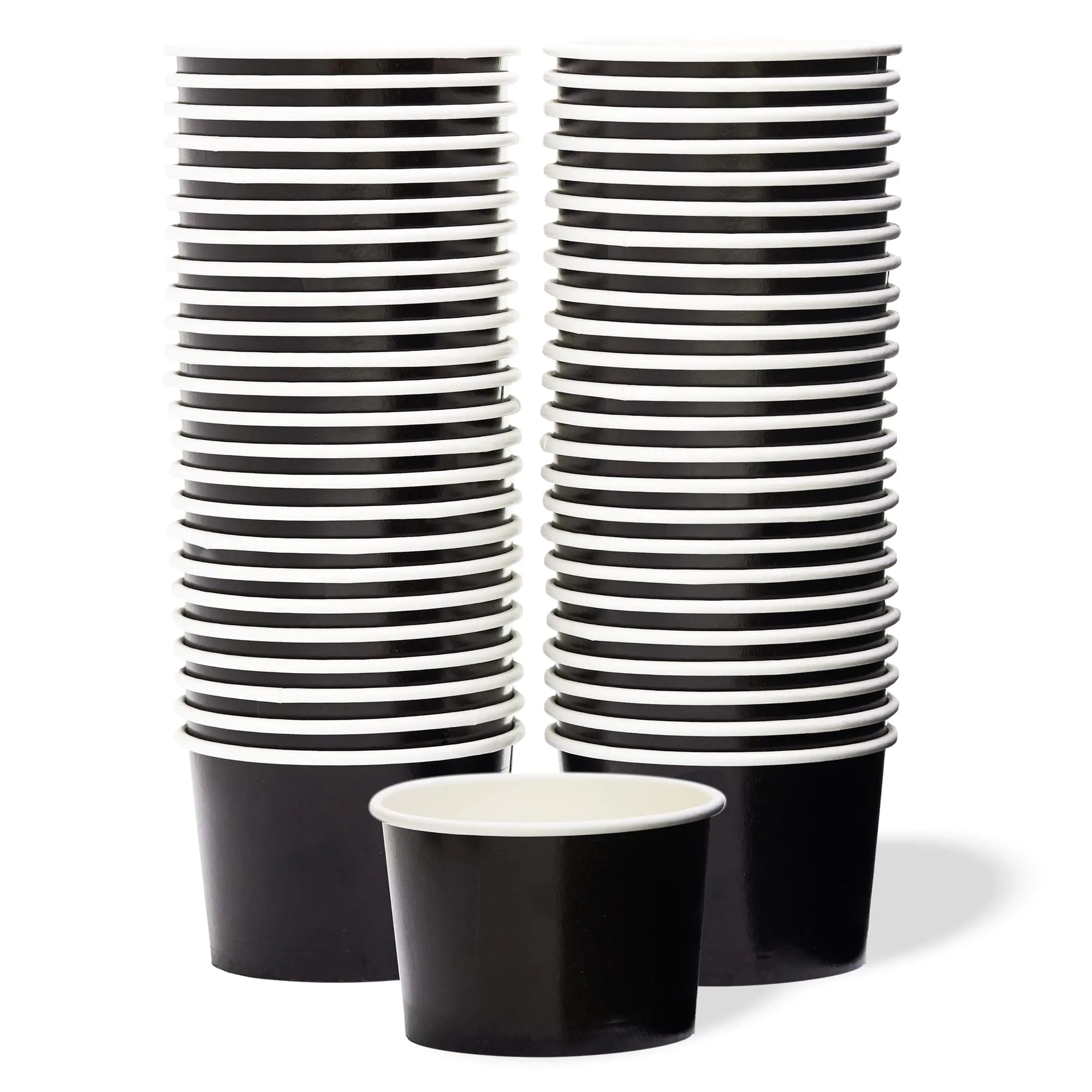 MATICAN Paper Ice Cream Cups - 50-Count 9-Oz Disposable Dessert Bowls for Hot or Cold Food 9-Ounce Party Supplies Treat Cups for Sundae Frozen Yogurt Soup Black