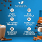 Bottle of Syruvia sugar-free cinnamon dolce syrup with a clear label, perfect for flavoring coffee and desserts.