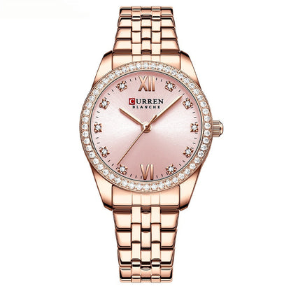 Women's Roman numeral waterproof simple watch with a minimalist dial and adjustable wristband