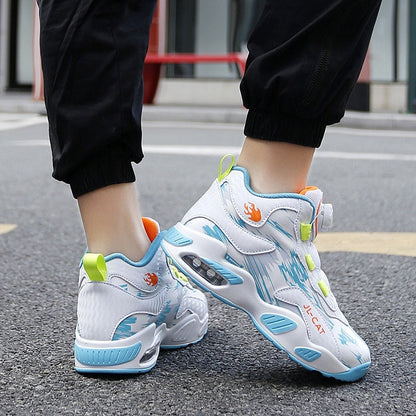 Cushion Basketball rotating button running shoes in a sporty athletic design