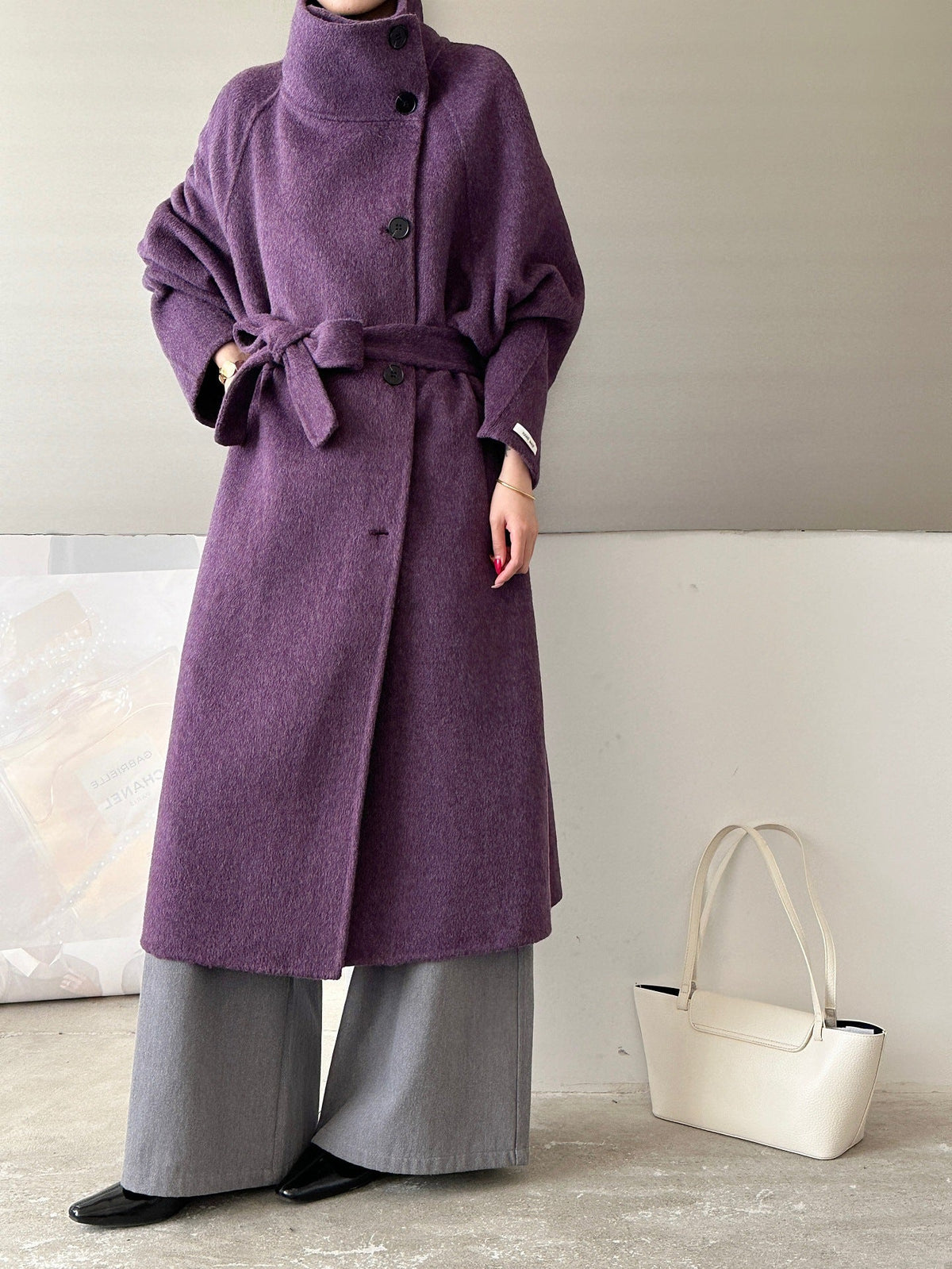 Women's knee-length oversized double-faced wool coat by My Store