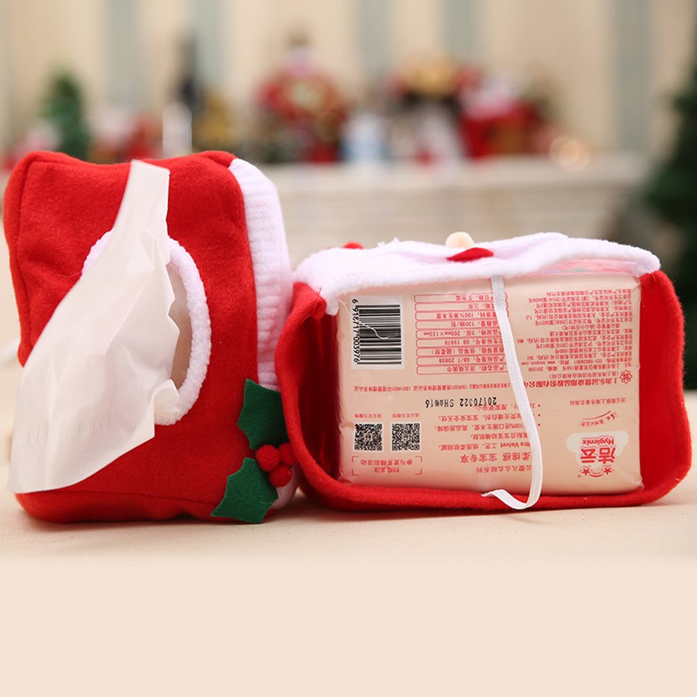 Large Christmas tissue box decoration with festive holiday design and tissue opening top