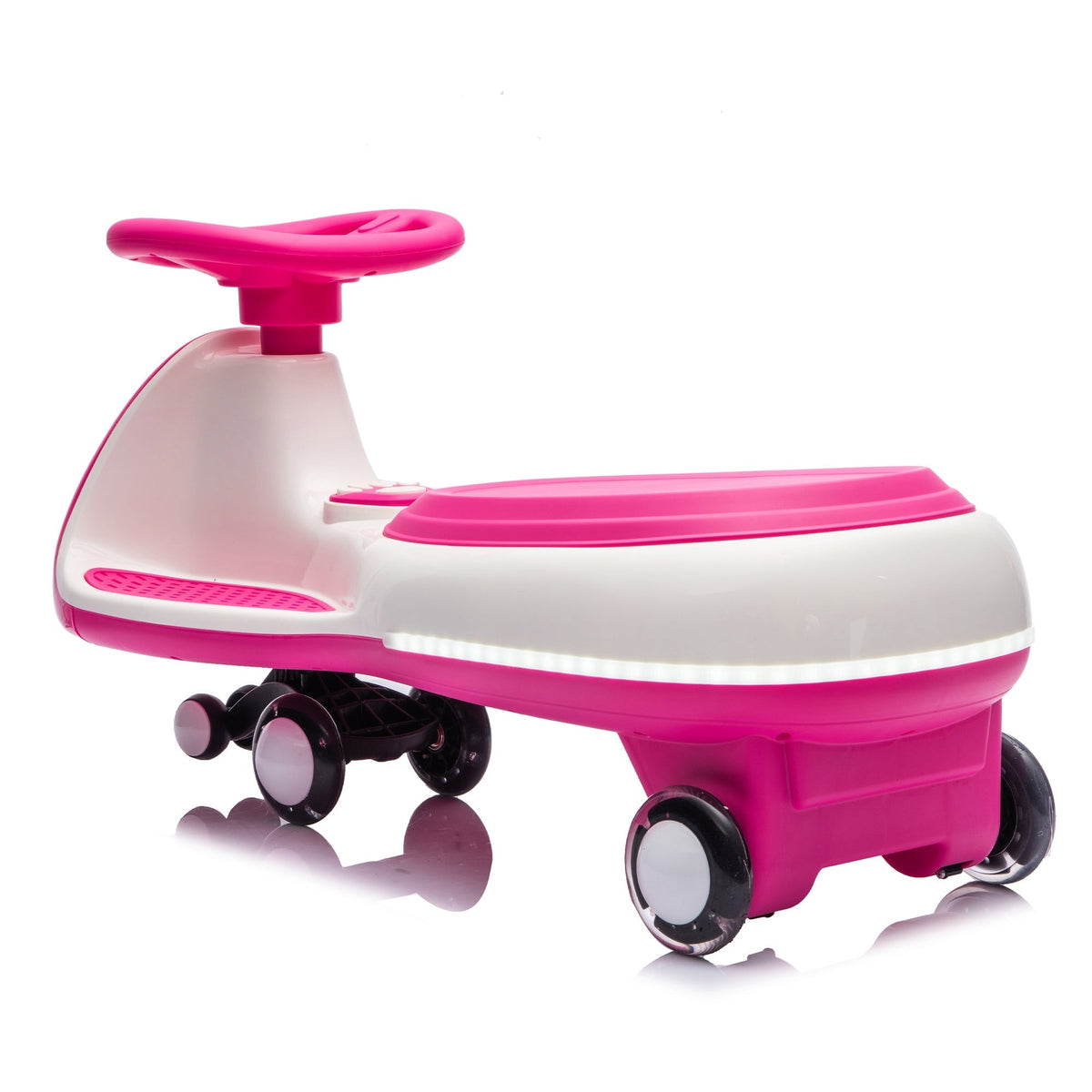 12V electric ride-on toy car with dual motors and LED lights, designed for kids, in a vibrant color.