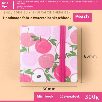Fabric watercolor notebook for art students, square portable painting sketchbook with textured cover