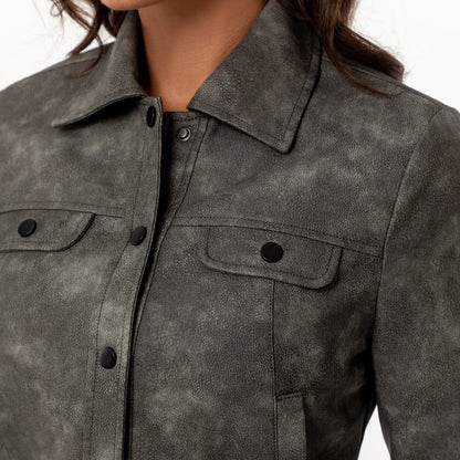 Thin multi-pocket cardigan casual jacket in neutral fabric with button front and practical pockets