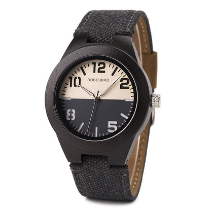 Fashionable distinctive wooden men's watch with natural wood grain design