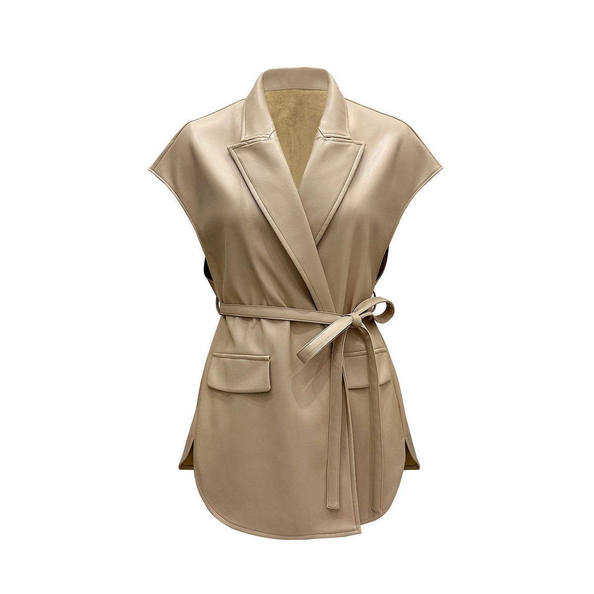 Women's sleeveless PU leather vest for fall and winter fashion trends