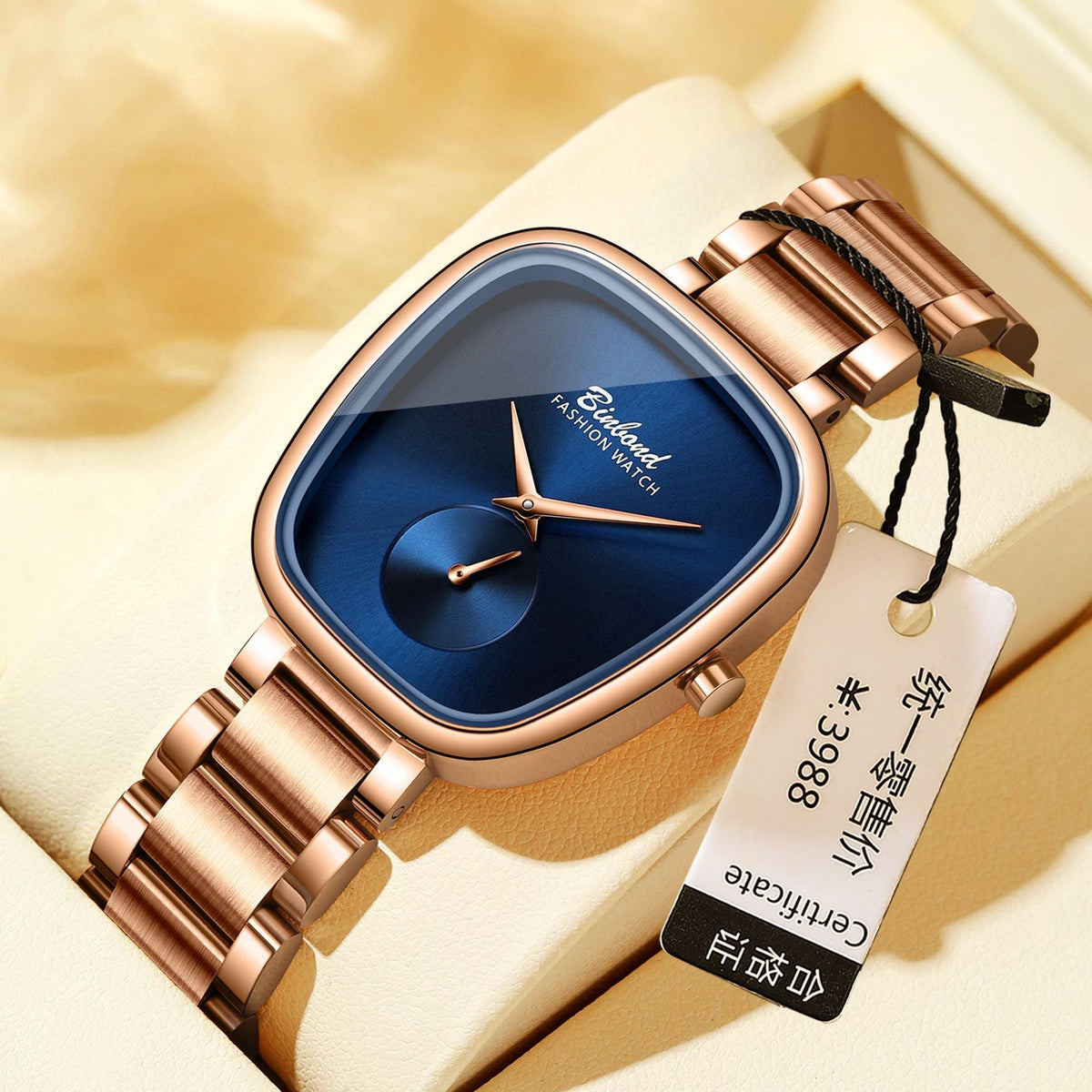 Women's waterproof stainless steel quartz watch with a sleek metal band and round dial