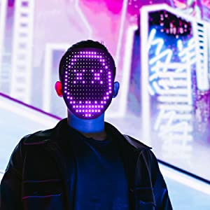 LED mask with gesture sensing and 50 Halloween cosplay patterns, front view
