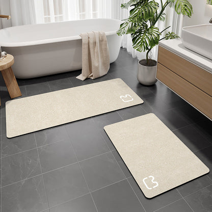 Diatomaceous earth non-slip bathroom floor mat in a minimalist rectangular design