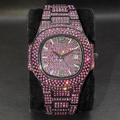 Special-interest full diamond rap hip hop watch with a bold, fully embellished design