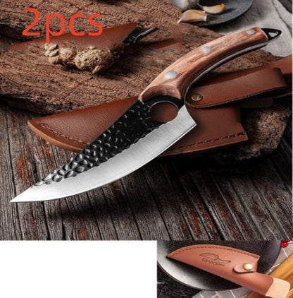 Butcher's small scimitar boning knife for slaughter cutting, meat trimming, and pig skinning