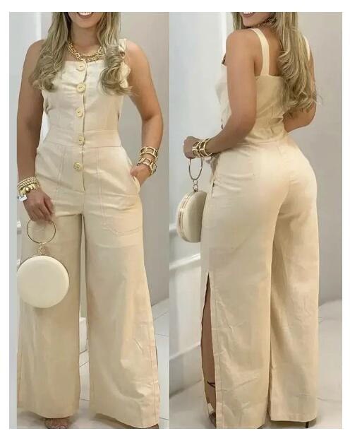 Black backupmyfilesnow vest jumpsuit with adjustable straps and front pockets, displayed on a mannequin.