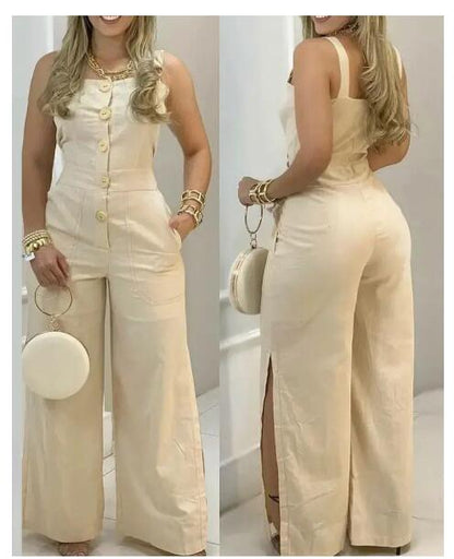 Black backupmyfilesnow vest jumpsuit with adjustable straps and front pockets, displayed on a mannequin.