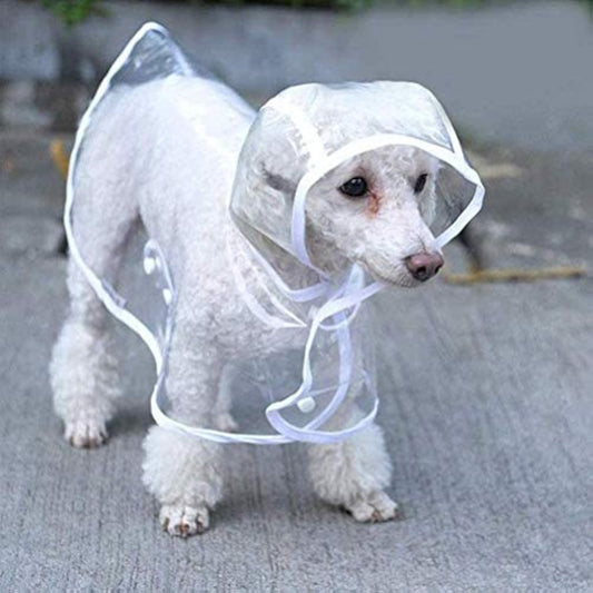 Clear hooded waterproof raincoat for small and medium dogs, lightweight breathable pet rain jacket for walks
