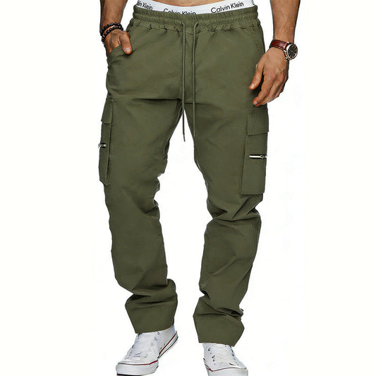 Men's loose multi-pocket casual sports pants in outdoor utility style 񟿿