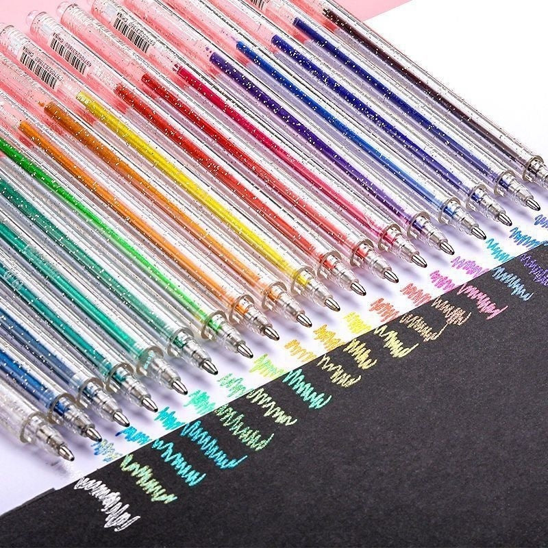 Shiny Crystal Gel Pen fluorescent pen set with sparkling crystal accents in assorted colors