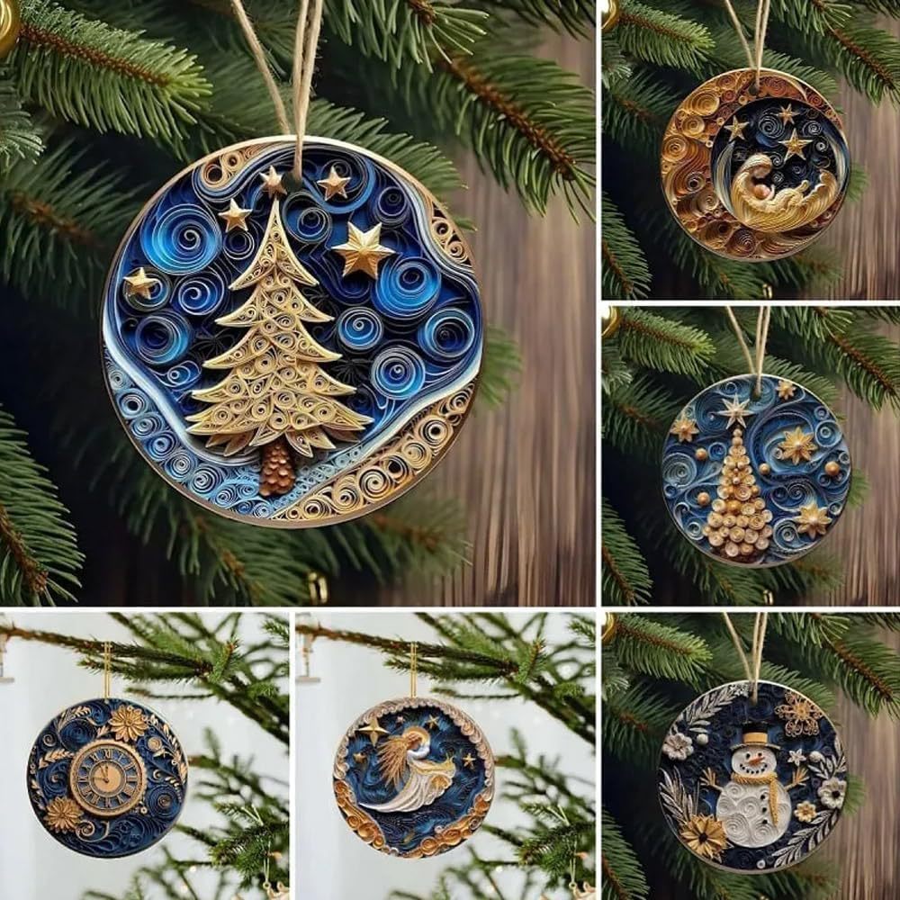 Flat curly Christmas decorations in assorted festive designs by My Store