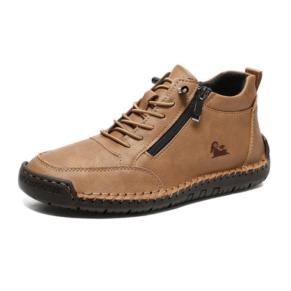 Hand-stitched women's soft sole flat casual shoes in a simple everyday design