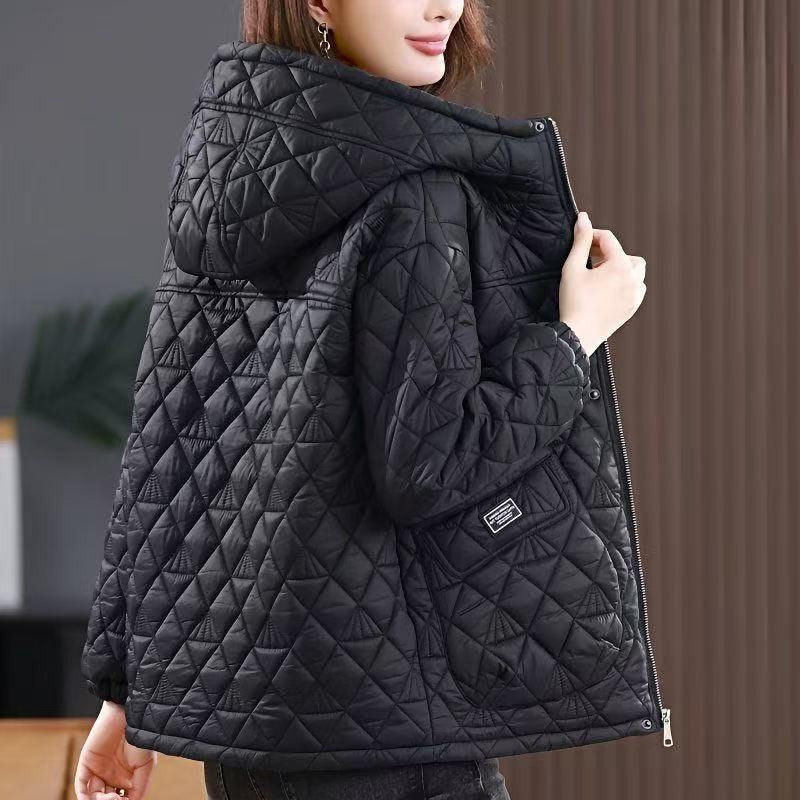 Women's winter quilted cotton-padded jacket coat in a warm, classic design