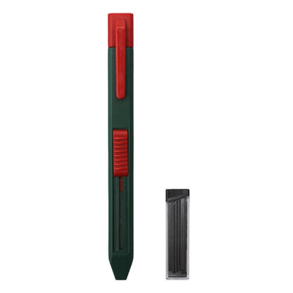 Plastic woodworking propelling pencil with thick lead for marking lines; black and yellow design