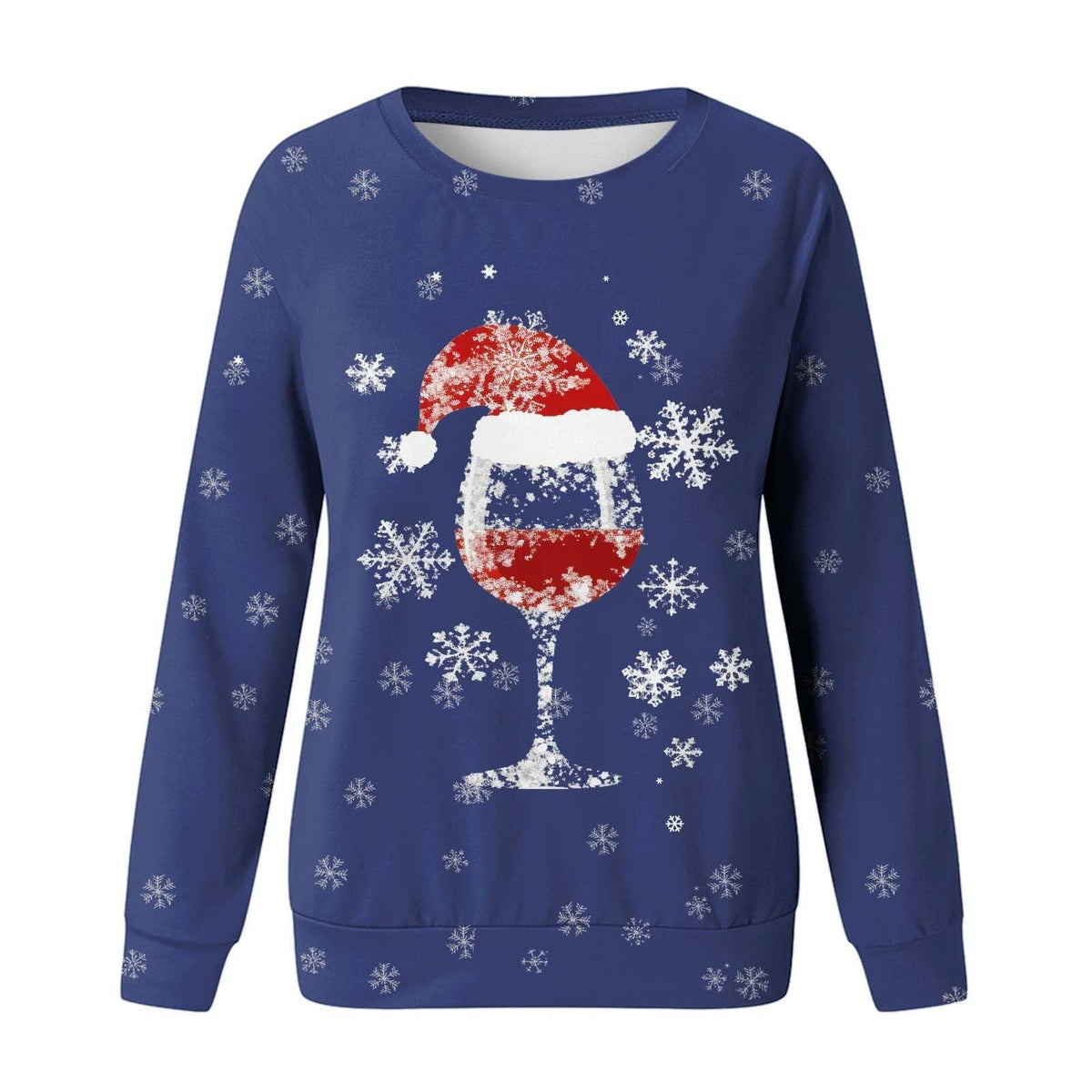 Women's Christmas round neck sweater with colorful 3D digital print designcuntegn