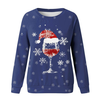Women's Christmas round neck sweater with colorful 3D digital print designcuntegn