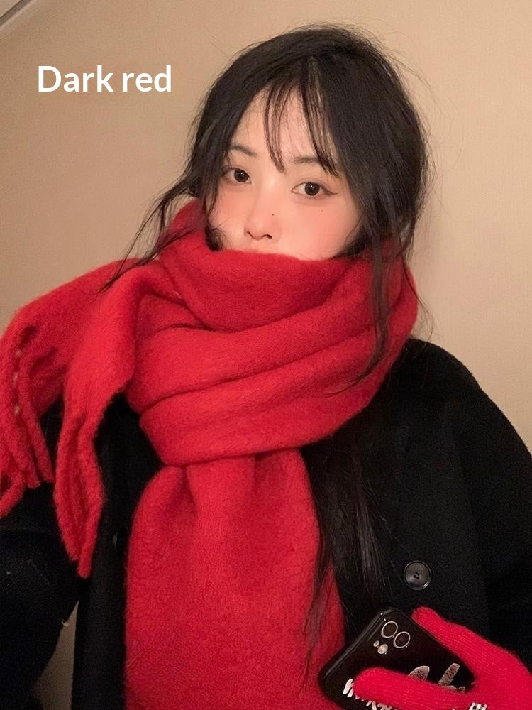 Cashmere-look plaid thickened warm scarf by My Store, featuring a soft woven texture and classic check pattern