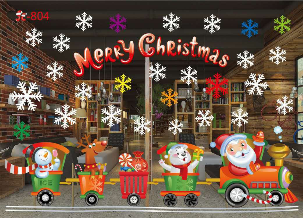 Christmas decorations store window stickers by My Store, festive designs for glass surfaces