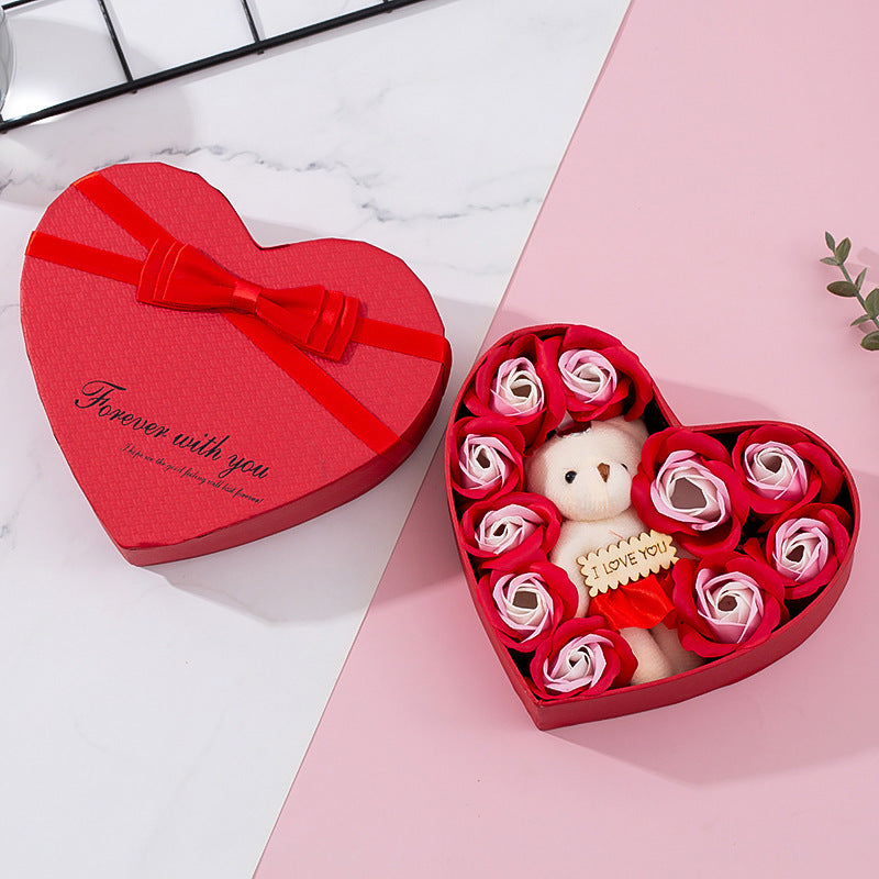 Heart-shaped rose red gift box for Valentine's Day, Christmas, New Year, Mother's Day, or birthday gifts