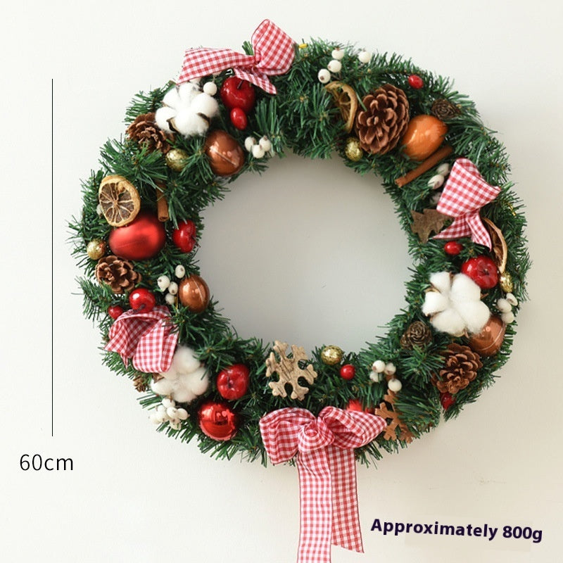Christmas garland bow door hanging and window decoration, festive red bow with greenery
