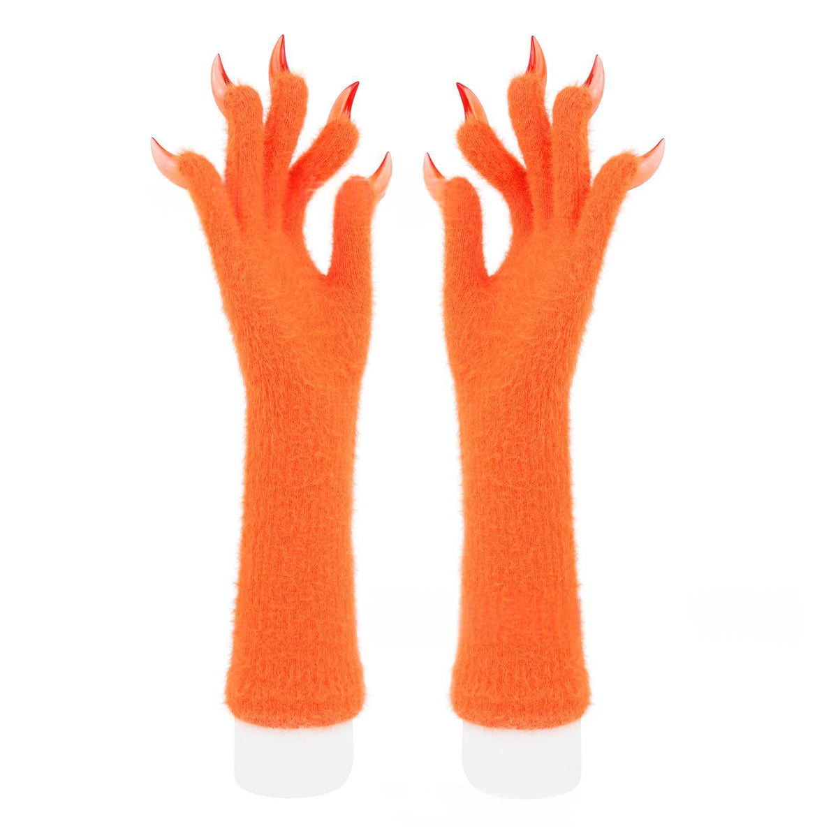 Halloween silicone meat mat long gloves in orange and black with textured, heat-resistant surfaces
