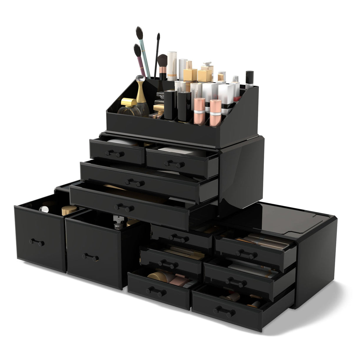 Household fashion cosmetics storage box by My Store, shown with compartments for organizing makeup and beauty essentials
