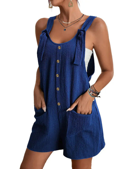 Casual and stylish strap shorts jumpsuit in a versatile design with adjustable shoulder straps