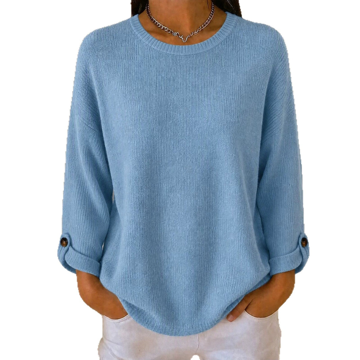 New-style knitted pullover with crew neck, casual long-sleeve top in a soft textured fabric