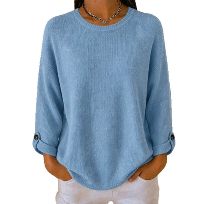 New-style knitted pullover with crew neck, casual long-sleeve top in a soft textured fabric