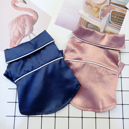 Pet silk bathrobe pajamas for spring and summer, lightweight robe design for dogs and cats