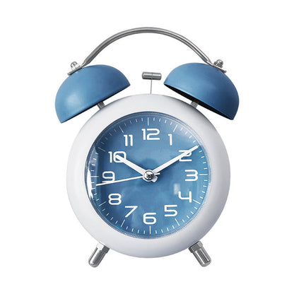Large size mechanical metal alarm clock with twin bells and loud alarm mechanism