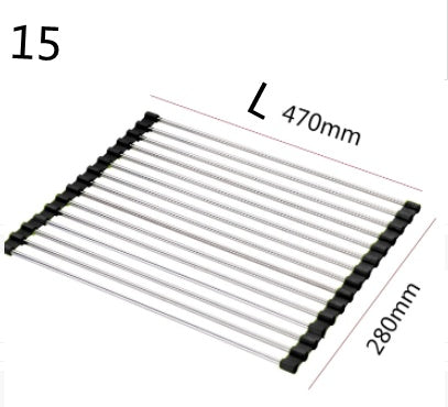Folding stainless steel kitchen sink drain rack by My Store