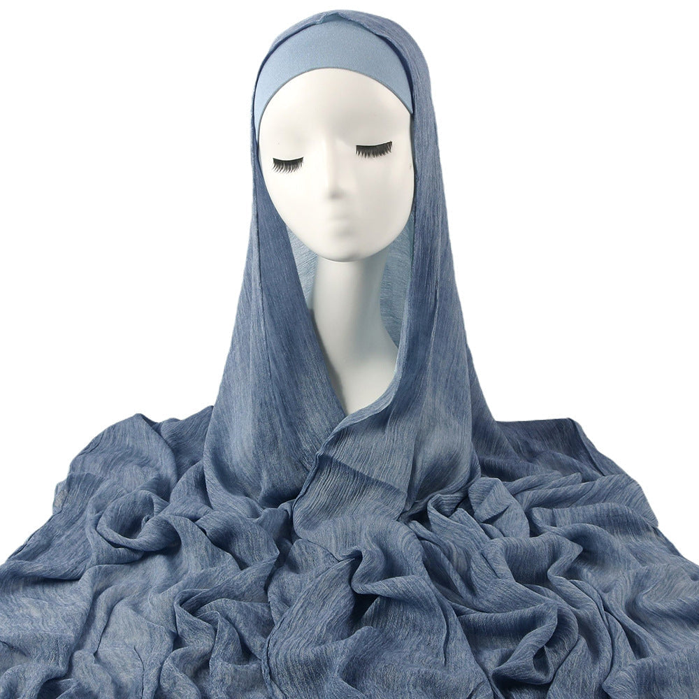 Women's solid-color pleated faux hijab by My Store