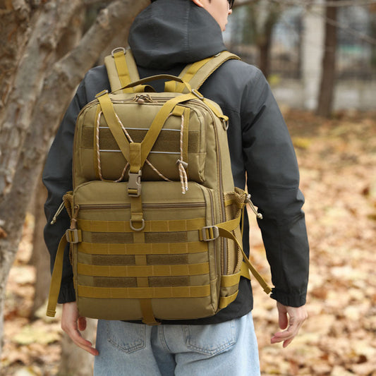 Multifunctional men's waterproof outdoor travel backpack with spacious compartments and adjustable shoulder straps