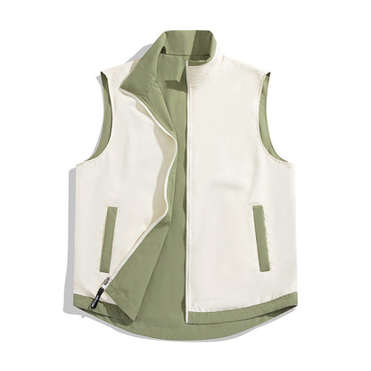 Color-block reversible vest jacket by My Store, featuring contrasting panels and a sleeveless design